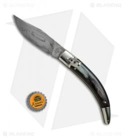 AGA Campolin Diana Lever Lock Automatic Knife Dark Horn (3.75" Damascus) -Aga Campolin AGA Campolin Diana LL Damascus Dark Horn BHQ 67443 jr bottlecap