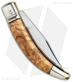 AGA Campolin Diana Lever Lock Automatic Knife Olive Wood (3.75" Satin) -Aga Campolin AGA Campolin Diana Lever Lock Auto Olive Wood Satin BHQ 95348 jr side