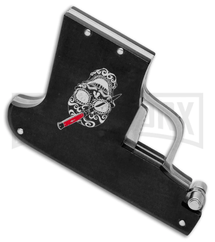 AGA Campolin Black Automatic Gun Knife - Satin Plain 2 AGA Campolin Black Automatic Gun Knife - Satin Plain - Image 2