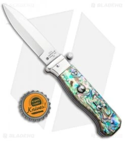 AGA Campolin Piccolo Italian Stiletto Automatic Knife Abalone (2.8" Satin) -Aga Campolin AGA Campolin Piccolo Italian Stiletto Auto Abalone Satin BHQ 92868 jr bottlecap