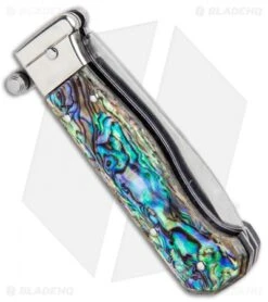 AGA Campolin Piccolo Italian Stiletto Automatic Knife Abalone (2.8" Satin) -Aga Campolin AGA Campolin Piccolo Italian Stiletto Auto Abalone Satin BHQ 92868 jr side