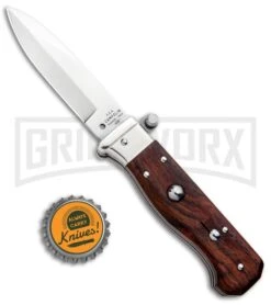 AGA Campolin Piccolo Cocobolo Italian Automatic Knife - Satin Plain -Aga Campolin AGA Campolin Piccolo Italian Stiletto Auto Cococbolo Satin BHQ 92867 jr bottlecap large