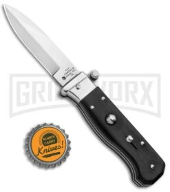 AGA Campolin Piccolo Ebony Italian Automatic Knife - Satin Plain -Aga Campolin AGA Campolin Piccolo Italian Stiletto Auto Ebony Satin BHQ 92722 jr bottlecap large