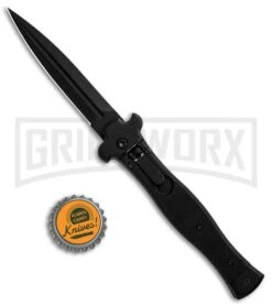 AGA Campolin Zero SWAT G-10 Leverlock Automatic Knife - Dagger Black Plain -Aga Campolin AGA Campolin Zero Black G 10 LL Dagger Swat BP 30460 jr bottlecap large