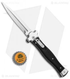 AGA Campolin Zero Dagger Leverlock Automatic Knife Black Coated (3.75" Polish) -Aga Campolin AGA Campolin Zero Dagger LL Auto Black Coated Polish AGA01LN LD BHQ 92042 jr bottlecap