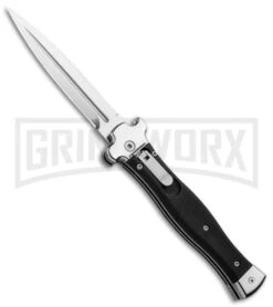 AGA Campolin Zero Black Coated Leverlock Automatic Knife - Dagger Polish Plain