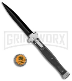 AGA Campolin Zero+ Black G-10 Leverlock Automatic Knife - Dagger Black Plain 2.0 -Aga Campolin AGA Campolin Zero Dagger LL Auto Black G 10 Black BHQ 105419 jr bottlecap large
