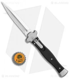 AGA Campolin Zero Dagger Leverlock Automatic Knife Black G-10 (3.75" Satin) -Aga Campolin AGA Campolin Zero Dagger LL Auto Black G 10 Satin AGA01N SD BHQ 74035 jr bottlecap