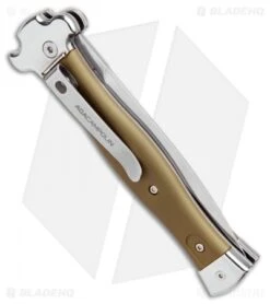 AGA Campolin Zero Dagger Leverlock Automatic Knife Green Aluminum (3.75" Satin) -Aga Campolin AGA Campolin Zero Dagger LL Auto Green Alum Satin AGA01ALOD LD BHQ 99415 jr side