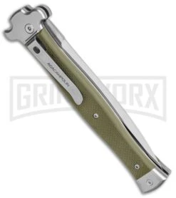 AGA Campolin Zero+ Green G-10 Leverlock Automatic Knife - Dagger Satin M390 6 AGA Campolin Zero+ Green G-10 Leverlock Automatic Knife - Dagger Satin M390 -Aga Campolin AGA Campolin Zero Dagger LL Auto Green G 10 Satin BHQ 134844 jr side large