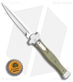 AGA Campolin Zero Dagger Leverlock Auto Knife G-10 Green (3.75" Satin) -Aga Campolin AGA Campolin Zero Dagger Leverlock Automatic Knife G10 Grn Coated 3.75 Polish BHQ 115850 LS Bottlecap