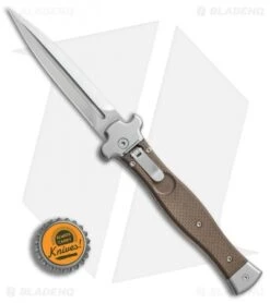 AGA Campolin Zero Dagger Leverlock Automatic Knife Brown G-10 (3.75" Satin) -Aga Campolin AGA Campolin Zero Dagger leverlock brown G10 satin BHQ 74942 er bottlecap