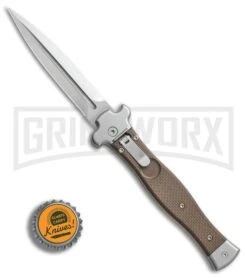 AGA Campolin Zero Brown G-10 Leverlock Automatic Knife - Dagger Satin Plain -Aga Campolin AGA Campolin Zero Dagger leverlock brown G10 satin BHQ 74942 er bottlecap large
