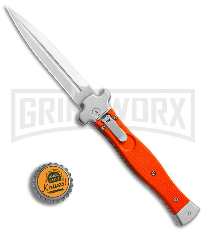 AGA Campolin Zero Orange G-10 Leverlock Automatic Knife - Dagger Stonewash Plain 4 AGA Campolin Zero Orange G-10 Leverlock Automatic Knife - Dagger Stonewash Plain - Image 4