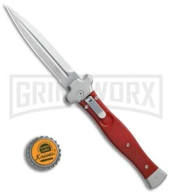 AGA Campolin Zero Red G-10 Leverlock Automatic Knife - Dagger Stonewash Plain -Aga Campolin AGA Campolin Zero Dagger red G10 sw BHQ 74036 jr bottlecap large