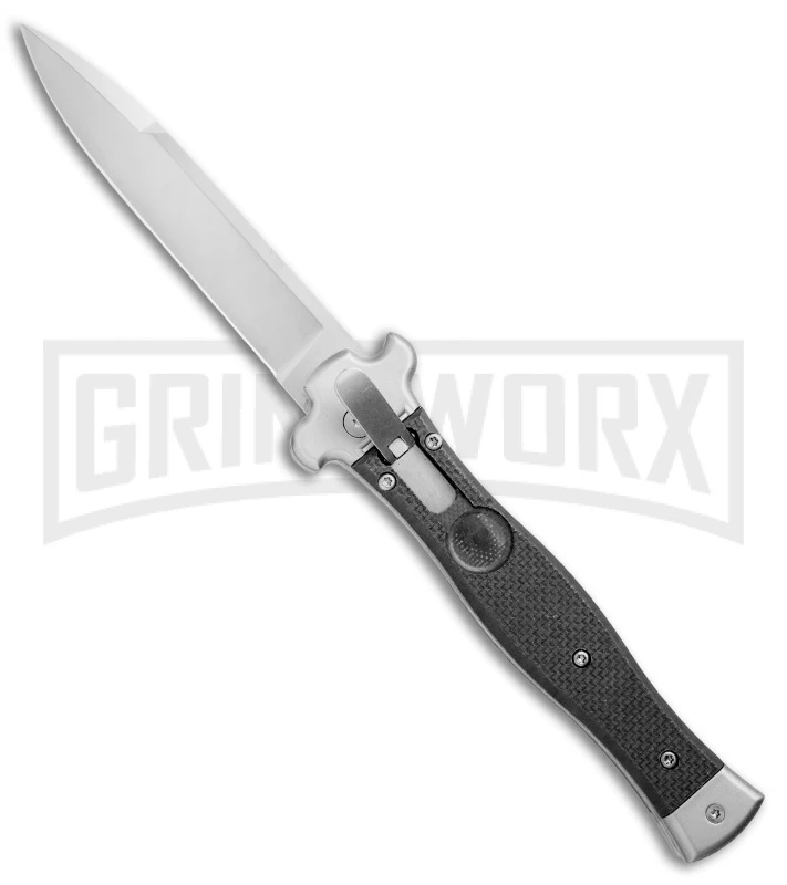 AGA Campolin Zero Black G-10 Leverlock Automatic Knife - Bayonet Satin Plain 1 AGA Campolin Zero Black G-10 Leverlock Automatic Knife - Bayonet Satin Plain