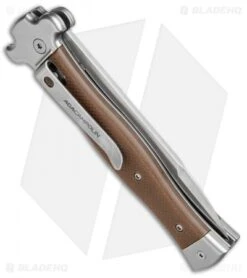 AGA Campolin Zero Italian Leverlock Automatic Knife Brown G-10 (3.75" Satin) -Aga Campolin AGA Campolin Zero G 10 Brown SW AGA01M SB BP 20044 jr side