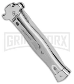 AGA Campolin Zero Gray Aluminum Leverlock Auto Knife - Dagger Tumbled -Aga Campolin AGA Campolin Zero Gray Aluminum LL Dagger Tumbled AGA01ALP D BHQ 99915 jr side large