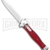 AGA Campolin Zero Red Aluminum Leverlock Automatic Knife - Bayonet Tumbled Plain