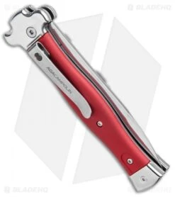 AGA Campolin Zero Italian Leverlock Automatic Knife Red Aluminum (3.75" Tumbled) -Aga Campolin AGA Campolin Zero Italian LL Auto Red Aluminum Tumbled BHQ 95350 jr side