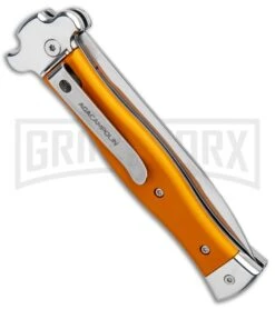 AGA Campolin Zero Orange Aluminum Leverlock Automatic - Bayonet Tumbled Plain -Aga Campolin AGA Campolin Zero Italian LL Orange Aluminum Tumbled AGA01ALO LB BHQ 97990 jr side large