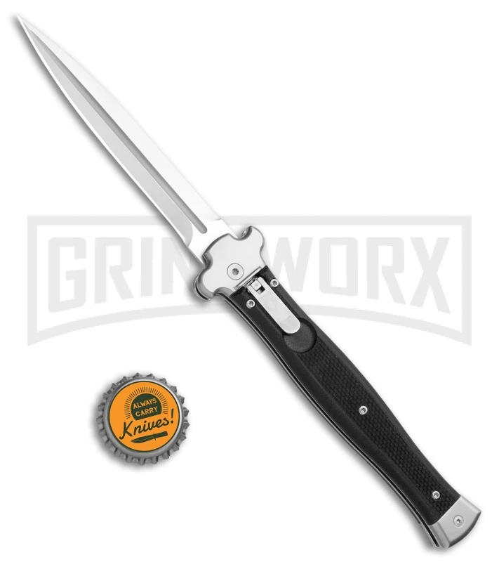 AGA Campolin Zero Italian Leverlock Automatic Knife Black G-10 - Dagger Plain 4 AGA Campolin Zero Italian Leverlock Automatic Knife Black G-10 - Dagger Plain - Image 4