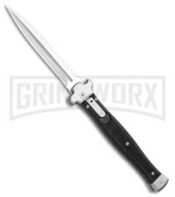 AGA Campolin Zero Italian Leverlock Automatic Knife Black G-10 - Dagger Plain