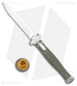 AGA Campolin Zero+ Italian Leverlock Automatic Knife OD Grn G-10 (4.5"Sat Bayo) -Aga Campolin AGA Campolin Zero Plus Italian LL Auto OD Green G 10 Satin Bayo AGA02V SB BHQ 108800 jr bottlecap