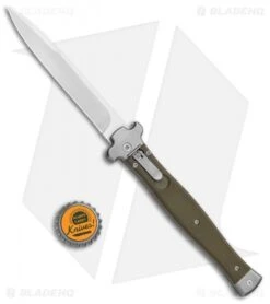 AGA Campolin Zero Bayonet Leverlock Automatic Green G-10 (4.5" Satin) -Aga Campolin AGA Campolin Zero Reverse Tanto LL Auto Green G 10 Satin BHQ 134843 jr bottlecap