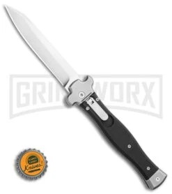 AGA Campolin Zero Textured Black G10 Leverlock Auto Knife - Reverse Tanto Plain -Aga Campolin AGA Campolin Zero Reverse Tanto Leverlock Automatic Black G 10 3.75 Satin AGA01N ST BHQ 116874 LS Bottlecap large