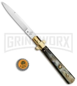 AGA Campolin 11" Frosolone Brazilian Horn/Brass Stiletto Automatic - Bayonet 9 AGA Campolin 11" Frosolone Brazilian Horn/Brass Stiletto Automatic - Bayonet -Aga Campolin AGA Frosolone Brazilian Brass 11in Bayo BP 29290 jr bottlecap large