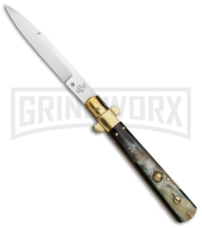 AGA Campolin 11" Frosolone Brazilian Horn/Brass Stiletto Automatic - Bayonet 1 AGA Campolin 11" Frosolone Brazilian Horn/Brass Stiletto Automatic - Bayonet