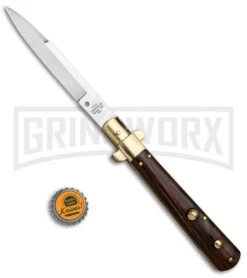 AGA Campolin 11" Frosolone Cocobolo/Brass Stiletto Automatic Knife - Bayonet -Aga Campolin AGA Frosolone Cocobolo Brass 11in Bayo BP 29293 jr bottlecap large