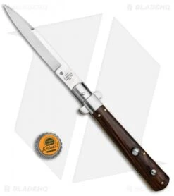 AGA Campolin 11" Frosolone Bayonet Stiletto Automatic Knife Cocobolo (5" Satin) -Aga Campolin AGA Frosolone Cocobolo Nickel 11in Bayo BP 29292 jr bottlecap