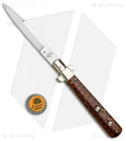 AGA Campolin 11" Frosolone Bayonet Stiletto Automatic Snake Wood (5" Satin) -Aga Campolin AGA Frosolone Snake Nickel 11in Bayo BP 29298 jr bottlecap
