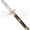 AGA Campolin 13" Stiletto Brass Bat Swinguard Stag Horn Automatic Knife - Bayo