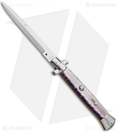 AGA Campolin 15" Automatic Italian Stiletto Purple Acrylic (7" Satin Bayo) 1 AGA Campolin 15" Automatic Italian Stiletto Purple Acrylic (7" Satin Bayo)