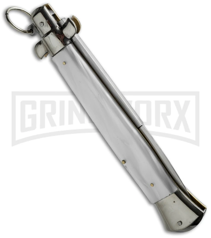 AGA Campolin 15" Italian Stiletto White Ring Pull Automatic Knife - Bayonet 3 AGA Campolin 15" Italian Stiletto White Ring Pull Automatic Knife - Bayonet - Image 3