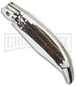 AGA Campolin Diana Stag Horn Lever Lock Automatic Knife - Satin Plain -Aga Campolin aga campolin stag diana leverlock bottom cm large
