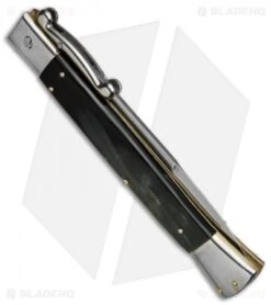 AGA Campolin 13" Swinguard Automatic Knife Dark Horn (5.75" Satin Bayo) 5 AGA Campolin 13" Swinguard Automatic Knife Dark Horn (5.75" Satin Bayo) -Aga Campolin aga campolin stiletto 13in swing dark horn bayo BP 5222 dl side