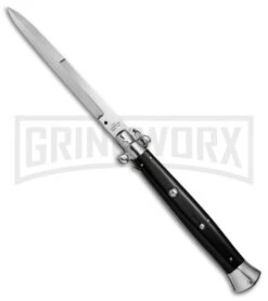A.G.A. Campolin 18" Italian Stiletto Black Ring Pull Automatic Knife - Bayonet