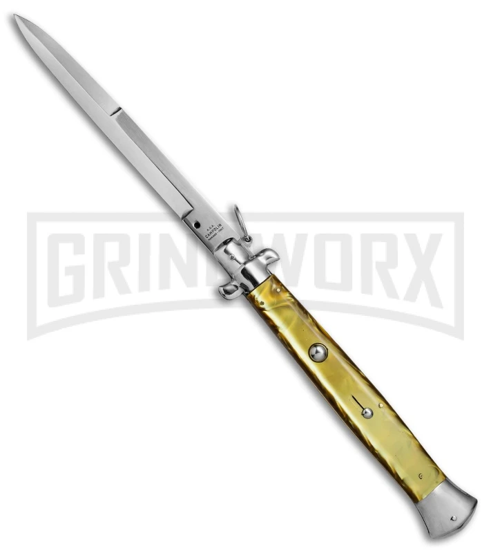 A.G.A. Campolin 18" Italian Stiletto Gold Ring Pull Automatic Knife - Bayo 1 A.G.A. Campolin 18" Italian Stiletto Gold Ring Pull Automatic Knife - Bayo