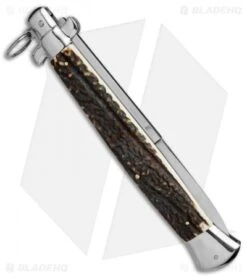 AGA Campolin 18" Ring Pull Automatic Italian Stiletto Stag Horn (8" Satin Bayo) 5 AGA Campolin 18" Ring Pull Automatic Italian Stiletto Stag Horn (8" Satin Bayo) -Aga Campolin aga champolin 18in stiletto stag horn bayo BP 5226 er side