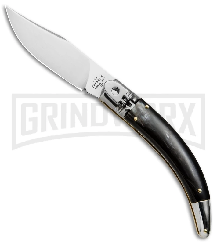 AGA Campolin Diana Dark Horn Lever Lock Automatic Knife - Satin Plain 1 AGA Campolin Diana Dark Horn Lever Lock Automatic Knife - Satin Plain