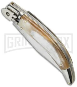 AGA Campolin Diana Honey Horn Lever Lock Automatic Knife - Satin Plain -Aga Campolin aga diana leverlock honey horn bottom cm large