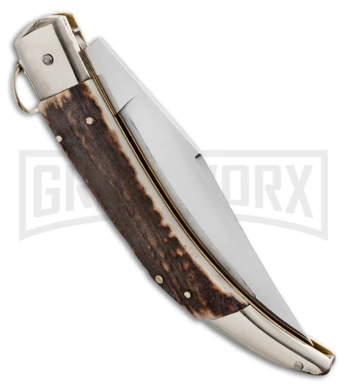 A.G.A. Campolin Catalana Ring Pull Stag Automatic Knife - Polish Plain 2 A.G.A. Campolin Catalana Ring Pull Stag Automatic Knife - Polish Plain - Image 2