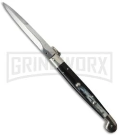 A.G.A. Campolin 12" Dark Horn Sicilian RIng Pull Automatic Knife - Bayonet