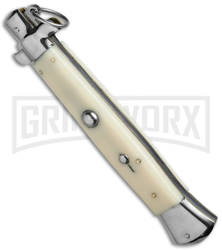 AGA Campolin 15" Italian Stiletto Sim Ivory Ring Pull Automatic Knife - Bayonet 2 AGA Campolin 15" Italian Stiletto Sim Ivory Ring Pull Automatic Knife - Bayonet - Image 2