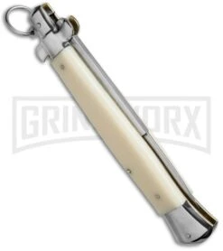 AGA Campolin 15" Italian Stiletto Sim Ivory Ring Pull Automatic Knife - Bayonet 5 AGA Campolin 15" Italian Stiletto Sim Ivory Ring Pull Automatic Knife - Bayonet -Aga Campolin stiletto 15in ring bone dl side large