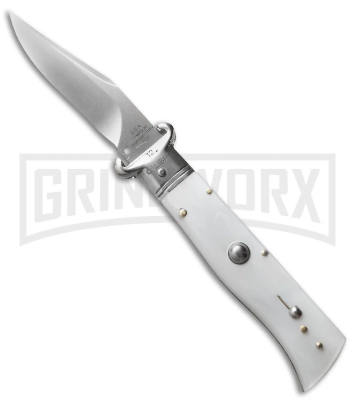 AGA Campolin White Shot Shell Puller Calibro Humpback Auto Knife - Polish Plain 1 AGA Campolin White Shot Shell Puller Calibro Humpback Auto Knife - Polish Plain